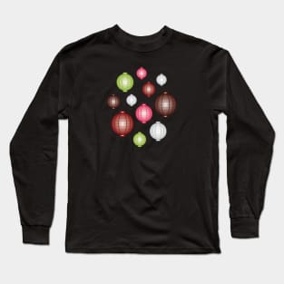 Lanterns | Mid Autumn Festival | Maroon Pink Green | Black Long Sleeve T-Shirt